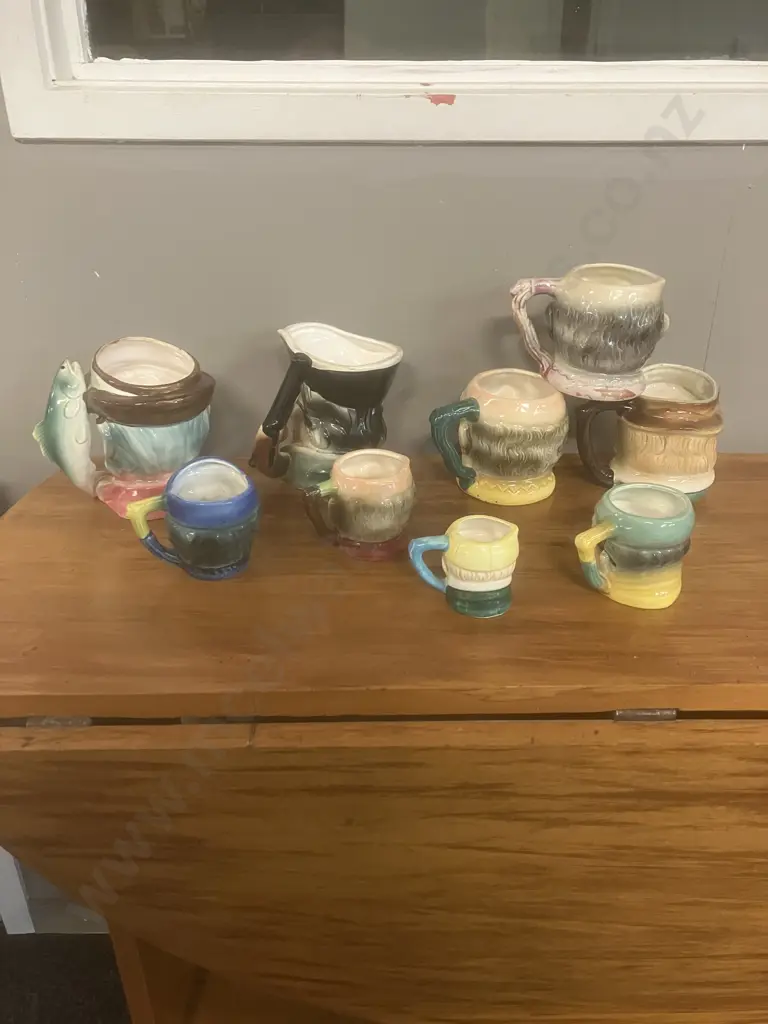 Lot of Nine Vintage 1950's Toby Mugs - Made in Japan Image 1++
