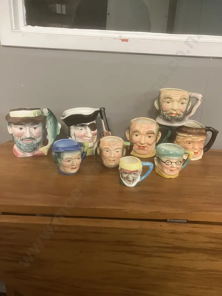 Lot of Nine Vintage 1950's Toby Mugs - Made in Japan Image 1++