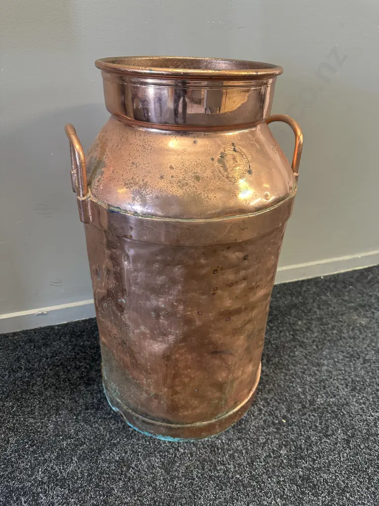 Antique Copper Milk Can Stamped A Harvey & Sons H67cm. Image 1++