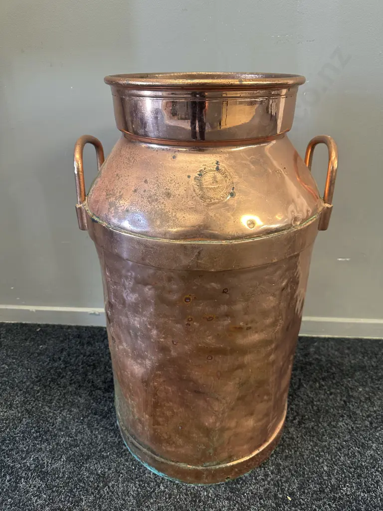 Antique Copper Milk Can Stamped A Harvey & Sons H67cm. Image 1++