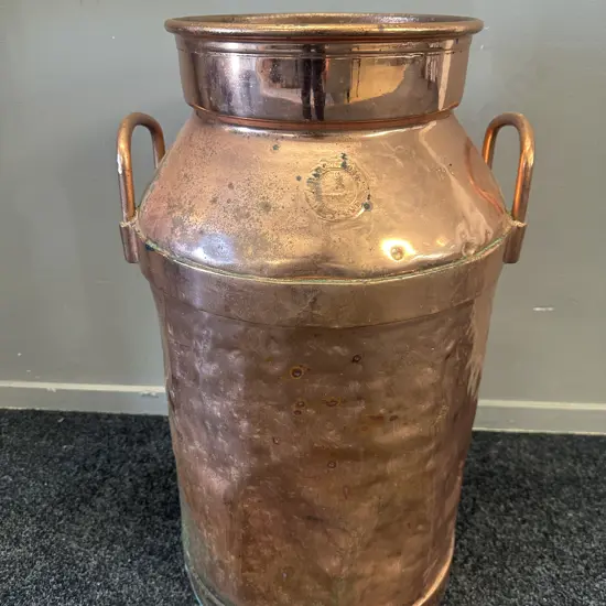 Antique Copper Milk Can Stamped A Harvey & Sons H67cm.