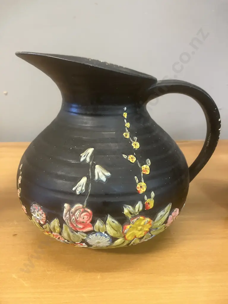 Rare 1930's Moriage Brentleigh Ware English Pottery Floral Pitcher & Vases Image 1++