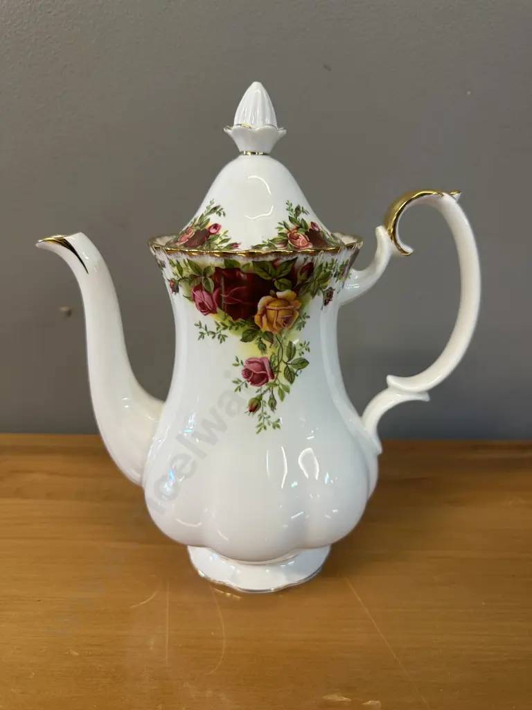 Royal Albert Old Country Roses Bone China Coffee Pot H23cm Made In England 1962-1973 Image 1++