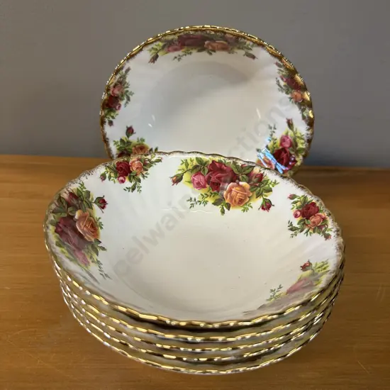 Royal Albert Old Country Roses Bone China Dessert Bowls x6 Made In England 1962-1973