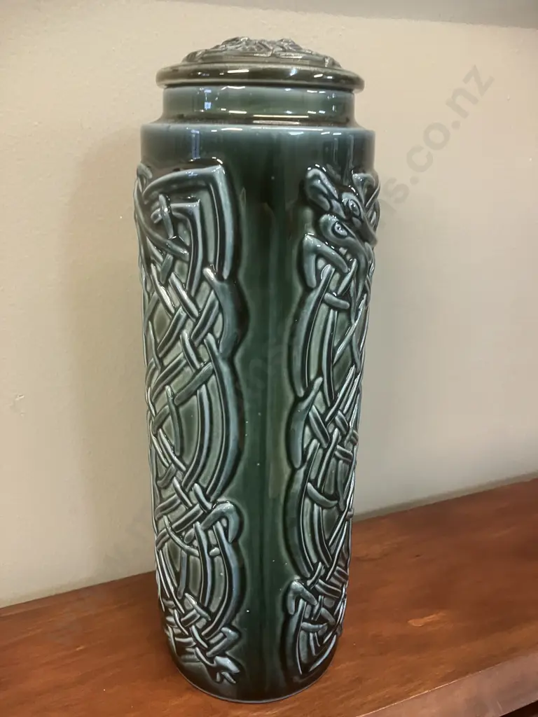 James Borsey for Wade Celtic Porcelain - Large Serpent Jar With Lid. 28cm Image 1++
