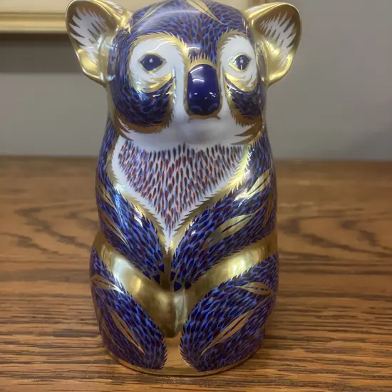 Royal Crown Derby "Koala' Paperweight 1988 22k Gold Imari Bone China, Gold Stopper