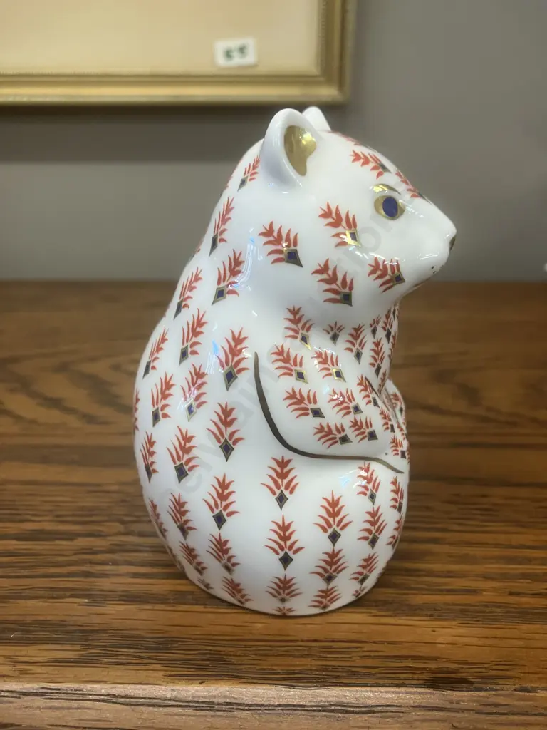 Royal Crown Derby "Hamster' Paperweight 1989 22k Gold Imari Bone China Image 1++