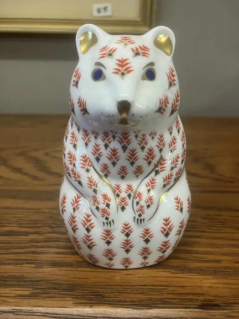 Royal Crown Derby "Hamster' Paperweight 1989 22k Gold Imari Bone China Image 1++
