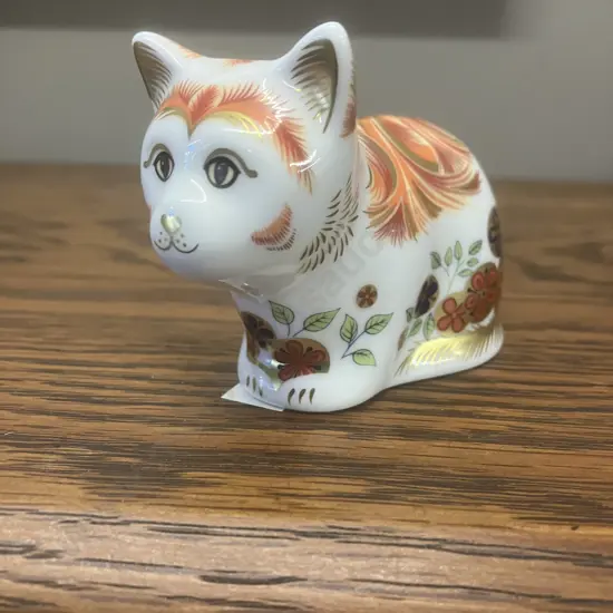 Royal Crown Derby "Spice" Kitten Paperweight 2010 22k Gold Imari Bone China, Gold Stopper, Guild Exclusive