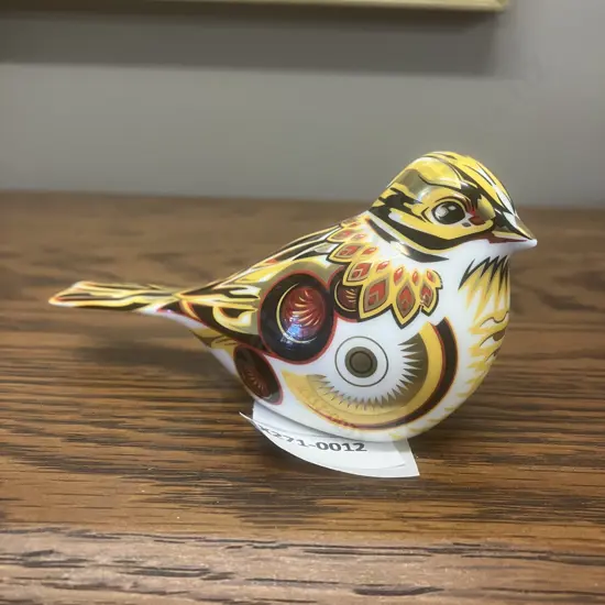 Royal Crown Derby "Yellowhammer' Paperweight 2013 22k Gold Imari Bone China, Gold Stopper