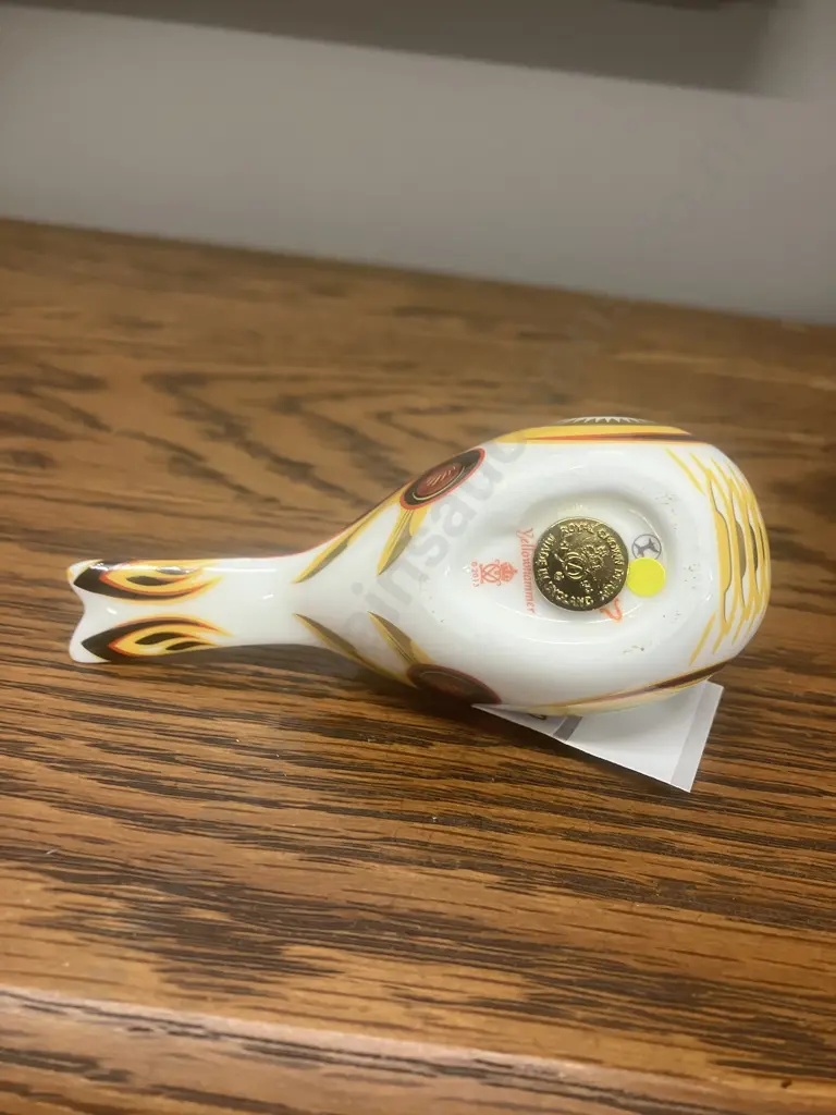 Royal Crown Derby "Yellowhammer' Paperweight 2013 22k Gold Imari Bone China, Gold Stopper Image 1++