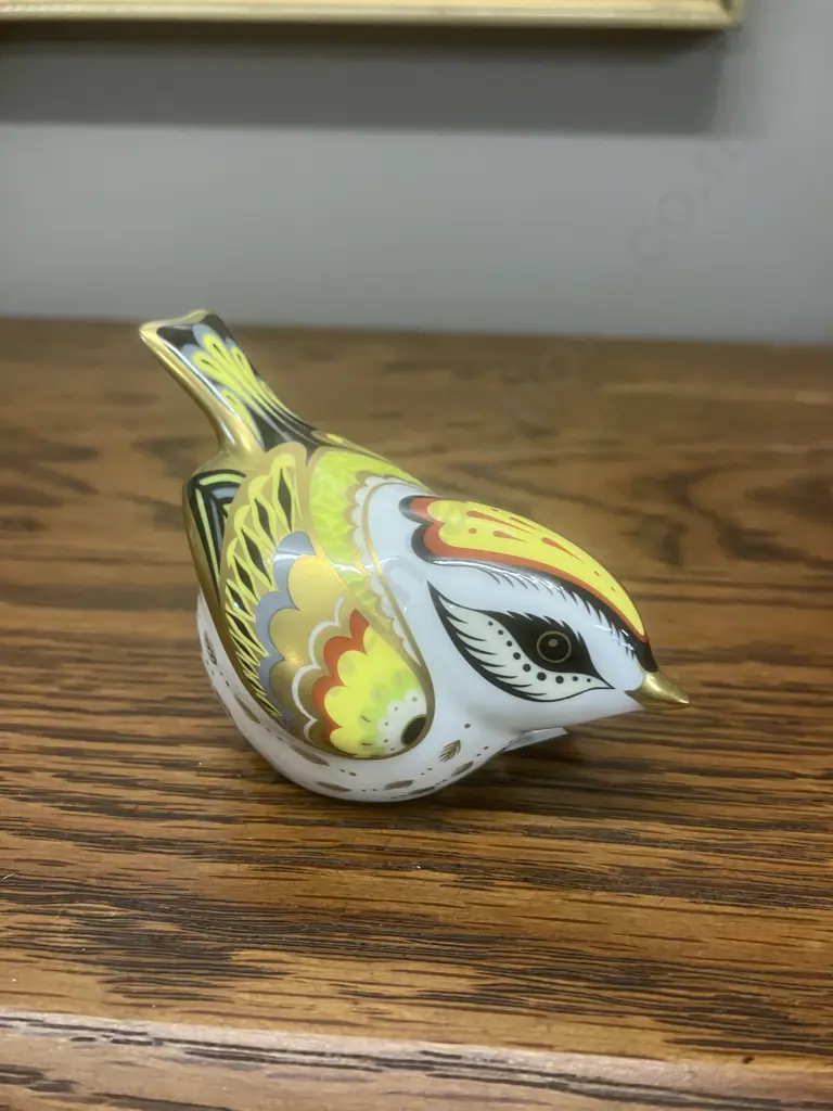 Royal Crown Derby "Flamecrest' Paperweight 2009 22k Gold Imari Bone China, Gold Stopper Image 1++