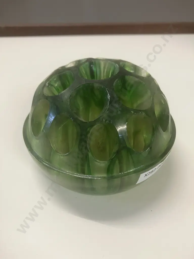 Art Deco George Davidson England Green Glass Flower Frog Patent 382699/31. c1930s Image 1++