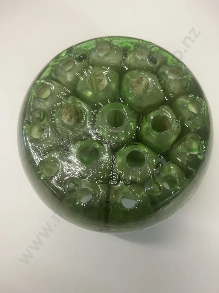 Art Deco George Davidson England Green Glass Flower Frog Patent 382699/31. c1930s Image 1++