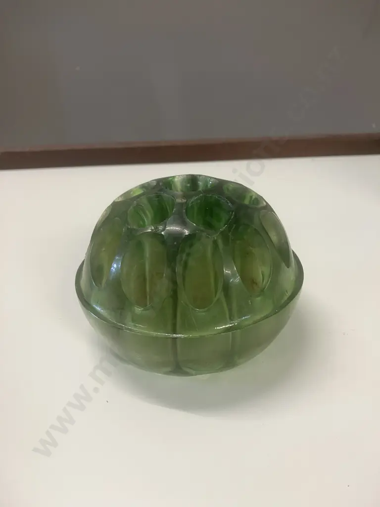Art Deco George Davidson England Green Glass Flower Frog Patent 382699/31. c1930s Image 1++