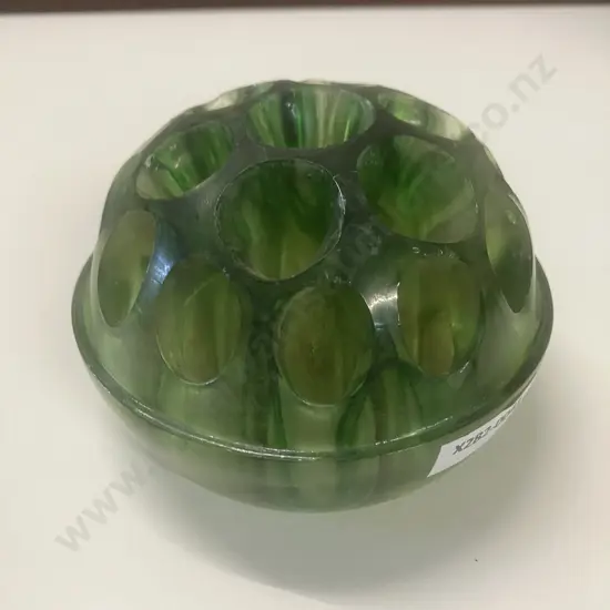 Art Deco George Davidson England Green Glass Flower Frog Patent 382699/31. c1930s