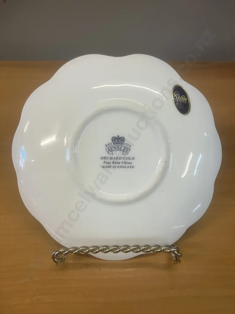 Aynsley Orchard Gold Fine Bone China Fan Tray With Original Label Image 1++