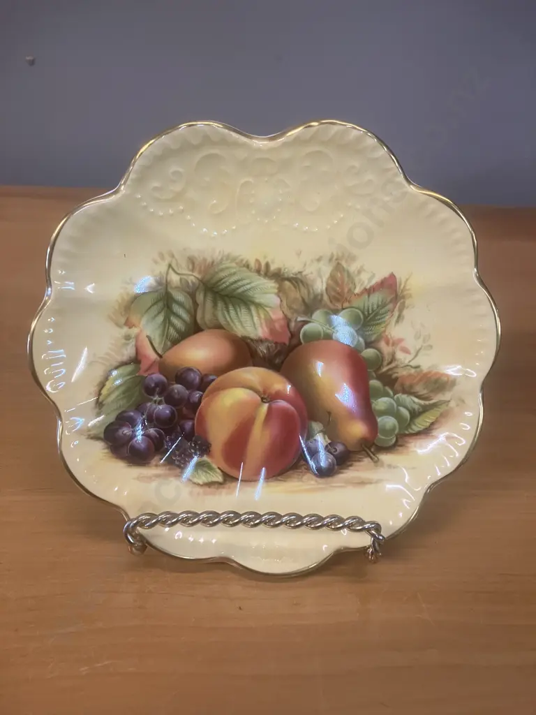Aynsley Orchard Gold Fine Bone China Fan Tray With Original Label Image 1++