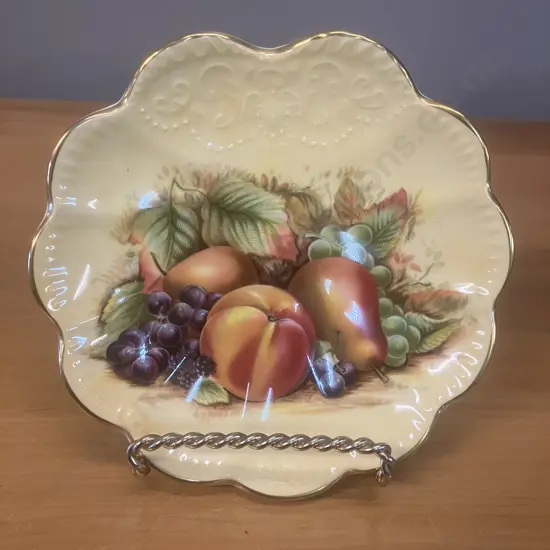 Aynsley Orchard Gold Fine Bone China Fan Tray With Original Label