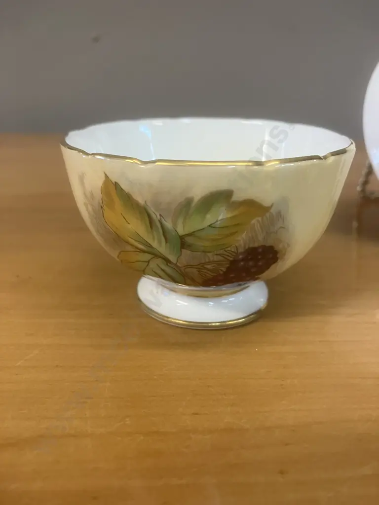 Aynsley Orchard Gold Fine Bone China Small Sugar Bowl Signed N. Brunt With Dish Signed D. Jones Image 1++