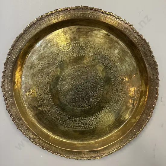 Vintage Large Brass Engraved Tray/Wall Plate Dia57cm.