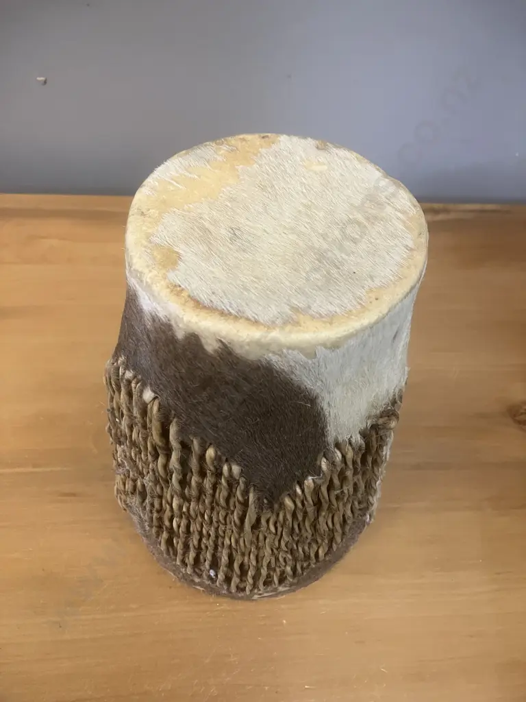 Vintage African Hide Drum. 24cm Image 1++