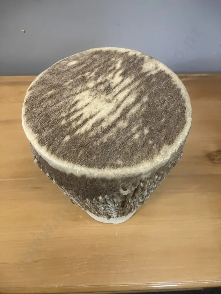 Vintage African Hide Drum. 24cm Image 1++
