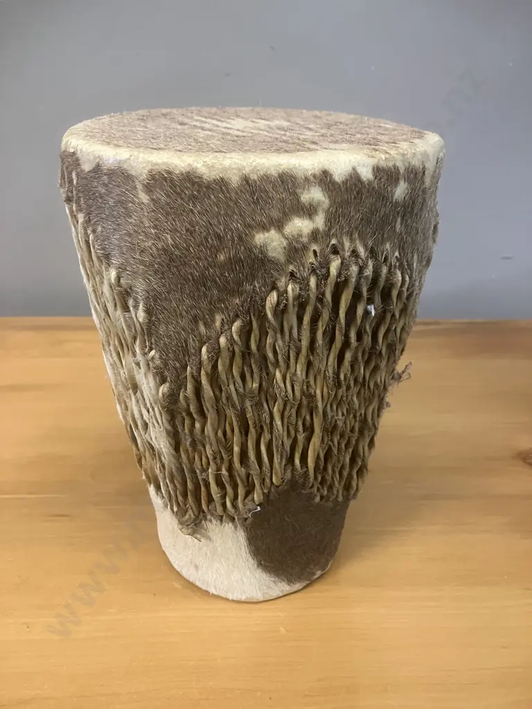Vintage African Hide Drum. 24cm Image 1++