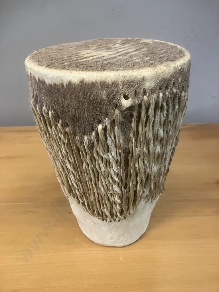 Vintage African Hide Drum. 24cm Image 1++