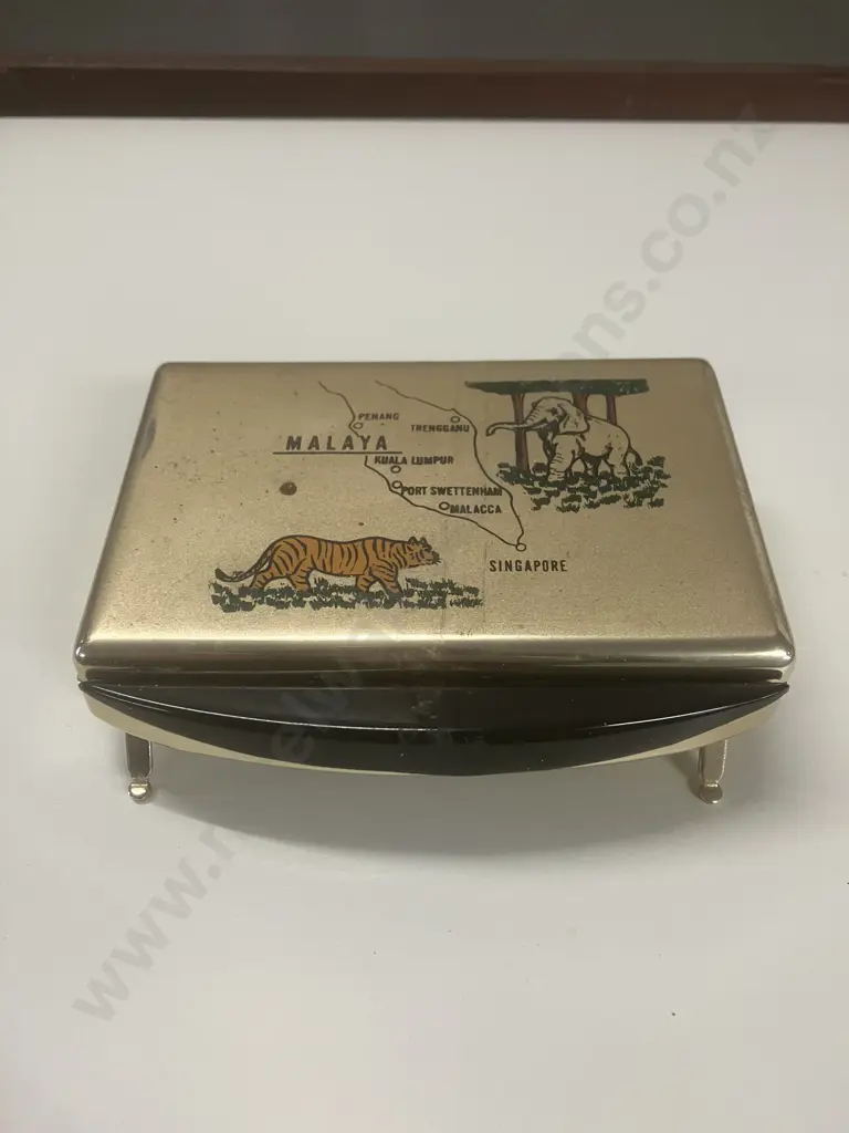 Rare 1950s Colonial Malaya-era Musical Cigarette Box Image 1++