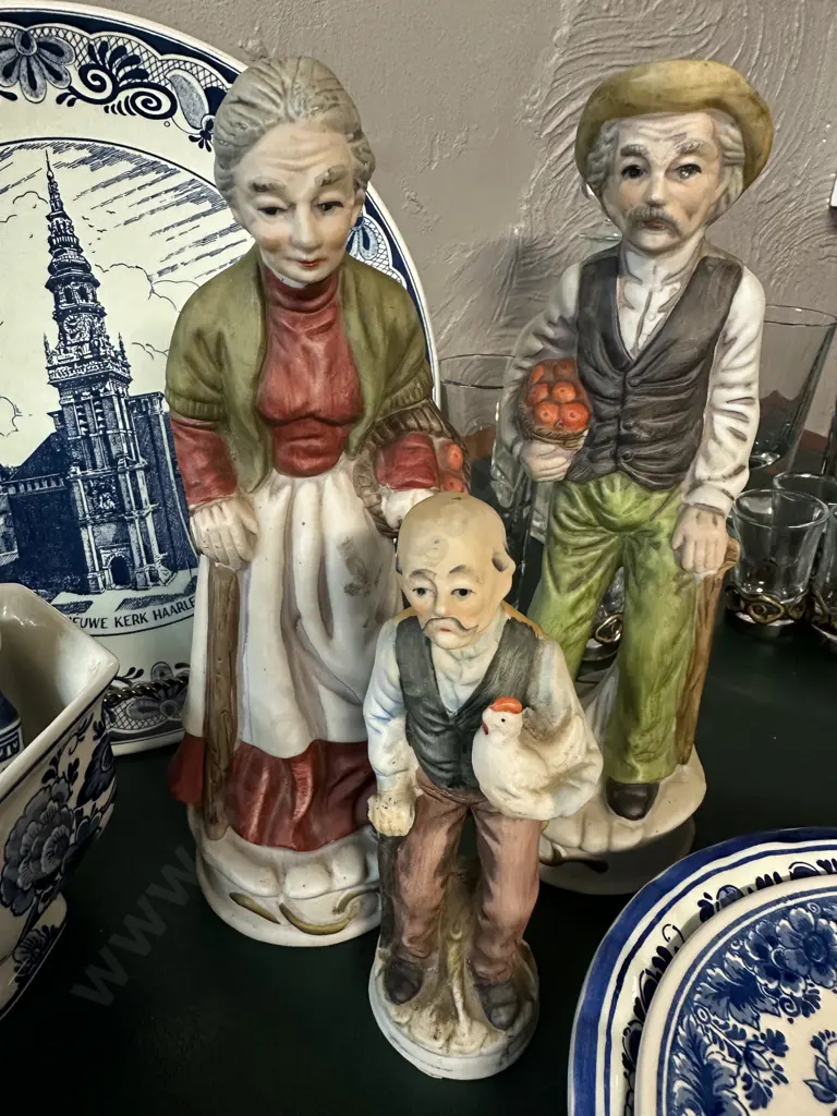 Vintage Porcelain Figurines Including Fruit Basket Couples Etc Image 1++