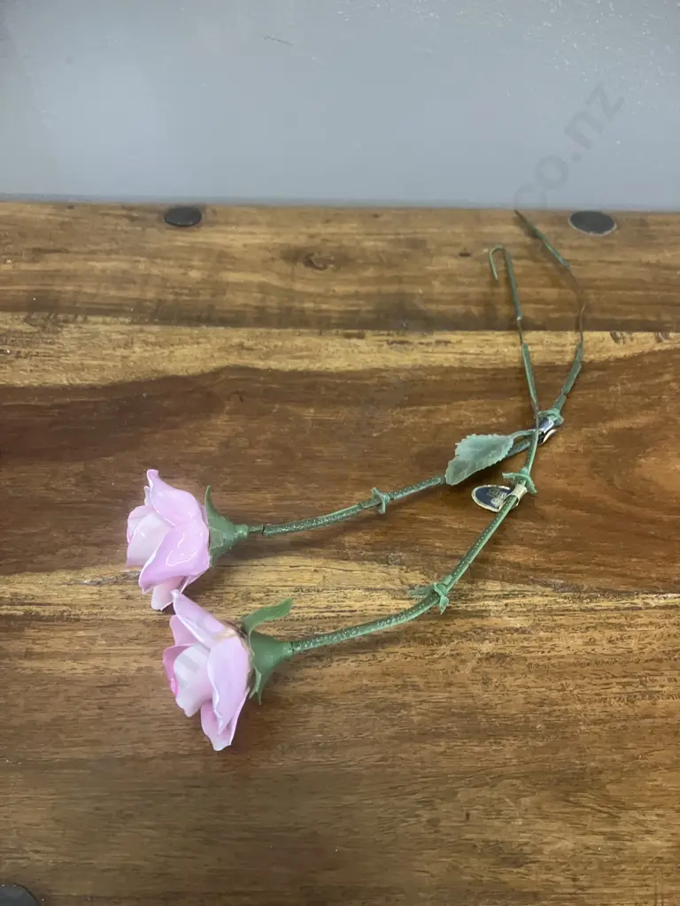 Pair of Aynsley England Pink Rose Stems Image 1++