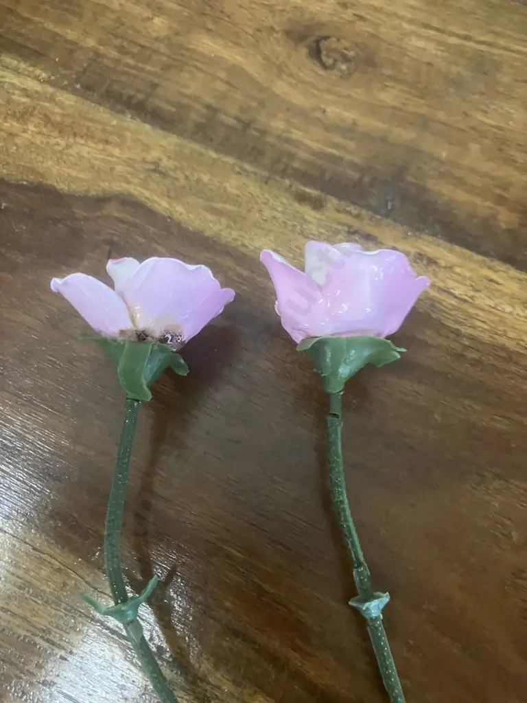 Pair of Aynsley England Pink Rose Stems Image 1++