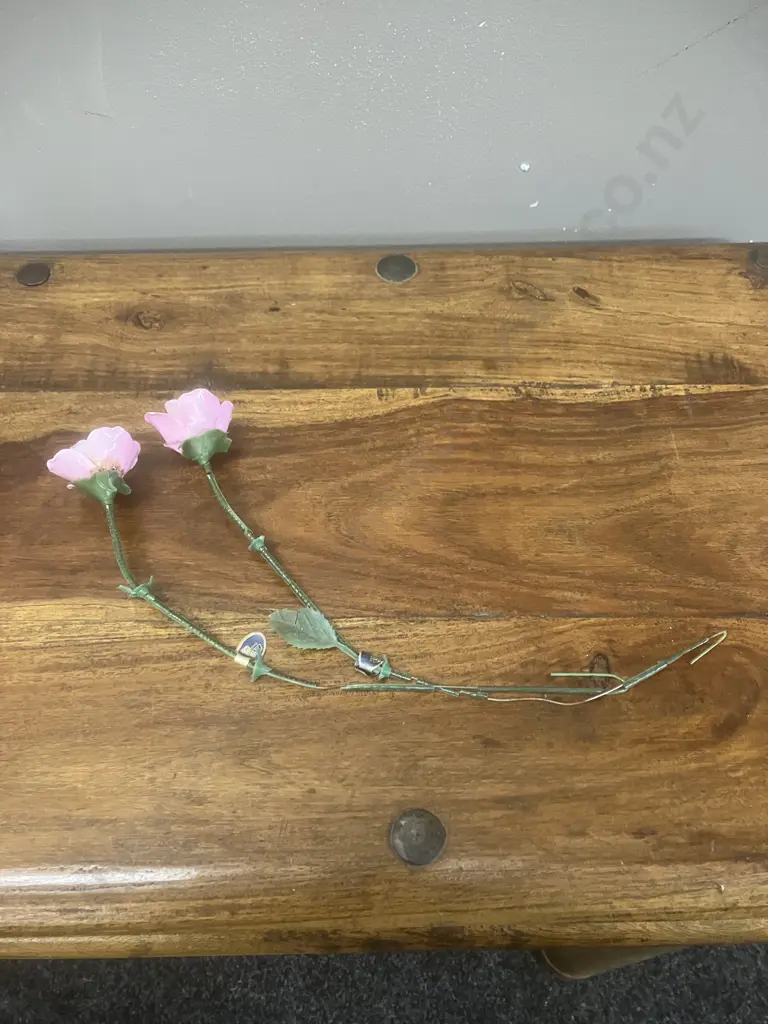 Pair of Aynsley England Pink Rose Stems Image 1++