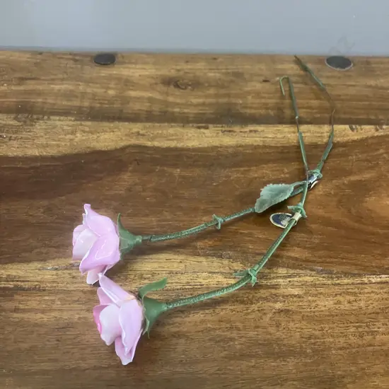 Pair of Aynsley England Pink Rose Stems