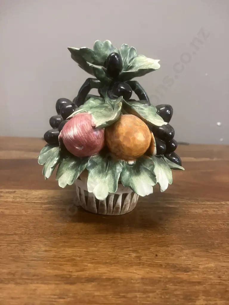 Vintage Capodimonte Porcelain Fruit Basket Made In Italy. 11 x 10cm Image 1++