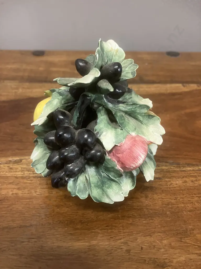 Vintage Capodimonte Porcelain Fruit Basket Made In Italy. 11 x 10cm Image 1++