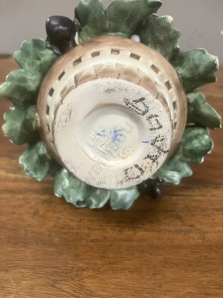 Vintage Capodimonte Porcelain Fruit Basket Made In Italy. 11 x 10cm Image 1++