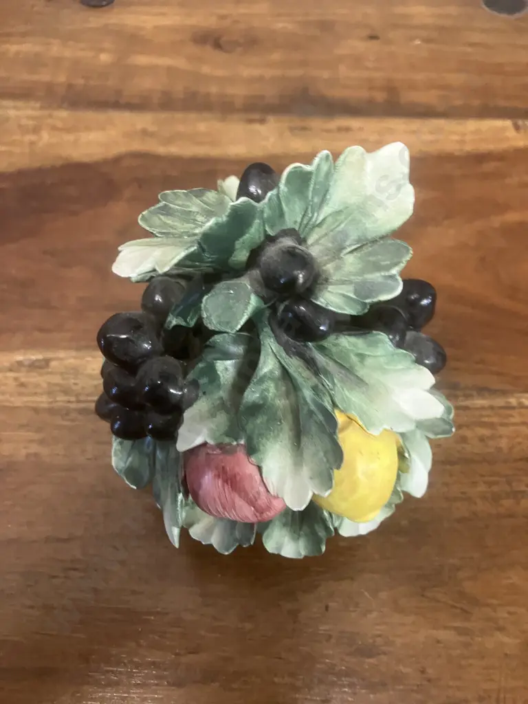 Vintage Capodimonte Porcelain Fruit Basket Made In Italy. 11 x 10cm Image 1++