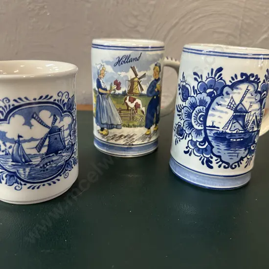 Delft Bleuw Coffee Mugs x2 With English Ironstone Delft Style Drinking Cup