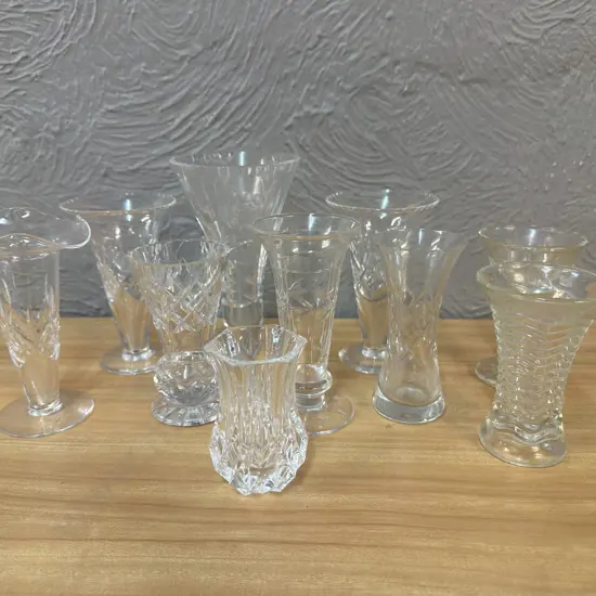 Selection Of Bud Vases Including Crystal