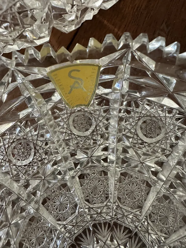 Stunning Large Cut Bleikristal Bowl & Pair Of Dishes Image 1++