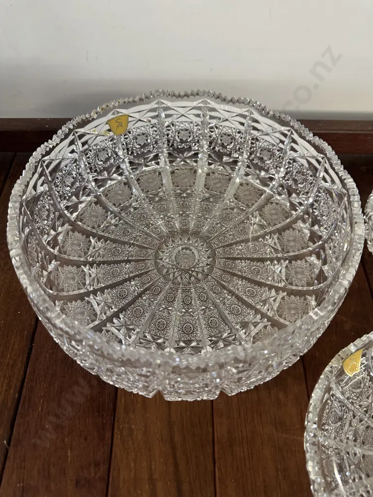 Stunning Large Cut Bleikristal Bowl & Pair Of Dishes Image 1++