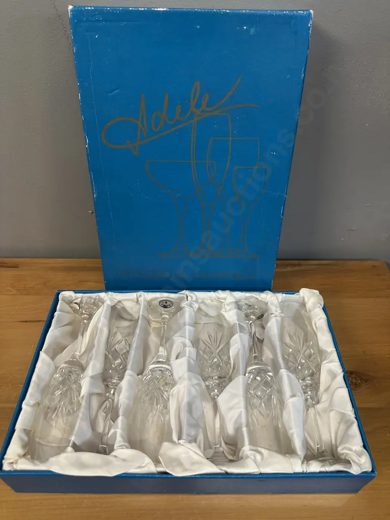 Set Of Six Boxed Bohemia Crystal Glasses Image 1++