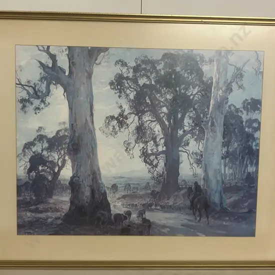 Droving, Into The Light Framed Print From Oil Sir Hans Heysen O.B.E. 78 x 95cm