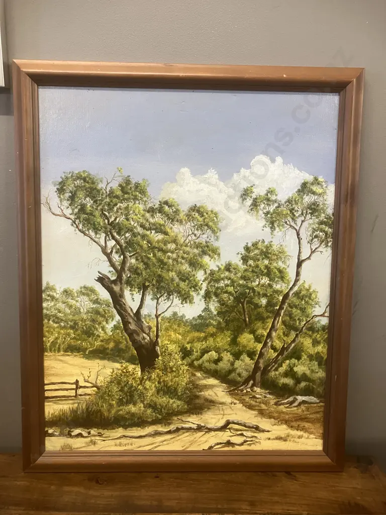 Arthur Edward Brown (1914 -2003) -  Australian Bush Scene Framed Original Art. 56 x 46cm Image 1++