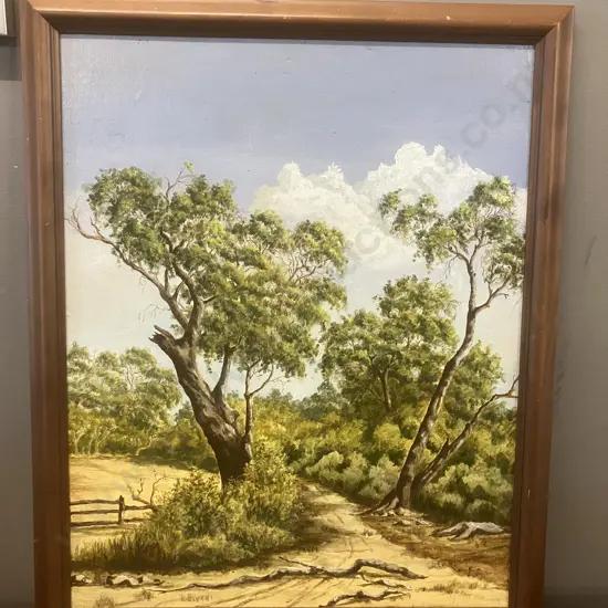 Arthur Edward Brown (1914 -2003) -  Australian Bush Scene Framed Original Art. 56 x 46cm