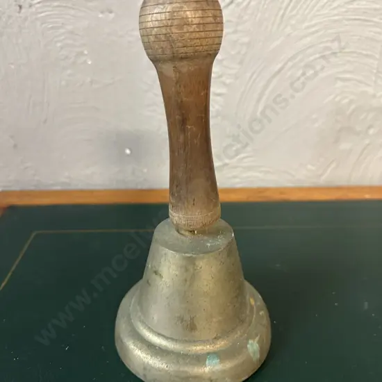 Vintage Brass Hand Bell Wooden Handle