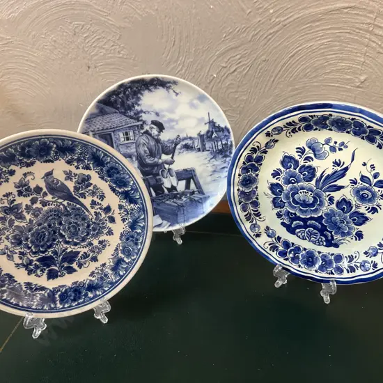 Wall Hung Delft Blauw Plates x3 Including 1984 Ter Steefe Etc