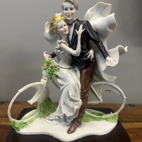 Wedding Cycle Married Couple On Bike Figurine H31cm.